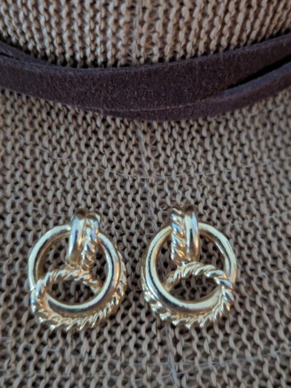 Vintage Gold Tone Love Knot Pierced Earrings Classic Textured Knot Design